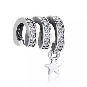 Comet Star Silver Charm, fits Pandora Charm Bracelet, S925 Silver, Star Jewelry
